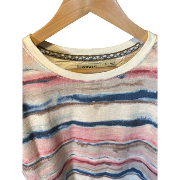 Orvis Striped Long Sleeve Crew Neck Shirt Size L Cotton Polyester Multicolor - Picture 4 of 8